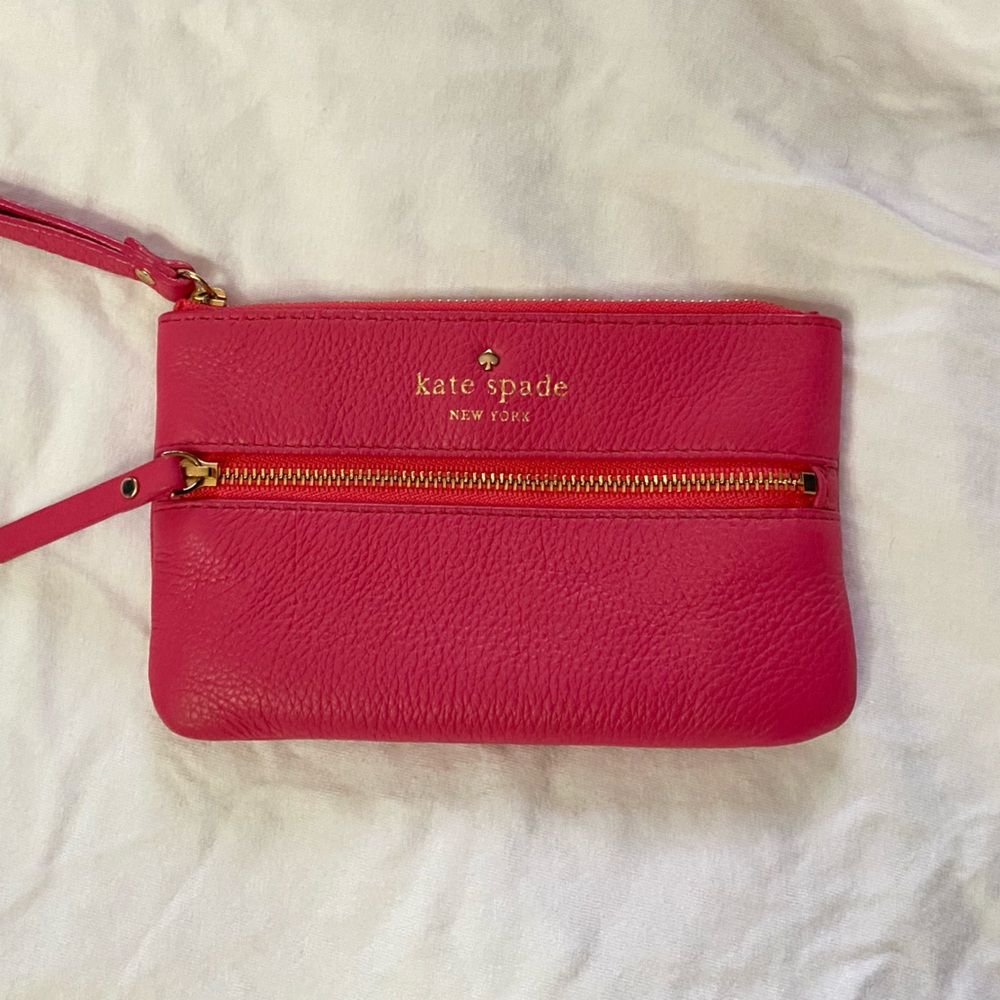 Kate Spade bright pink magenta leather wristlet